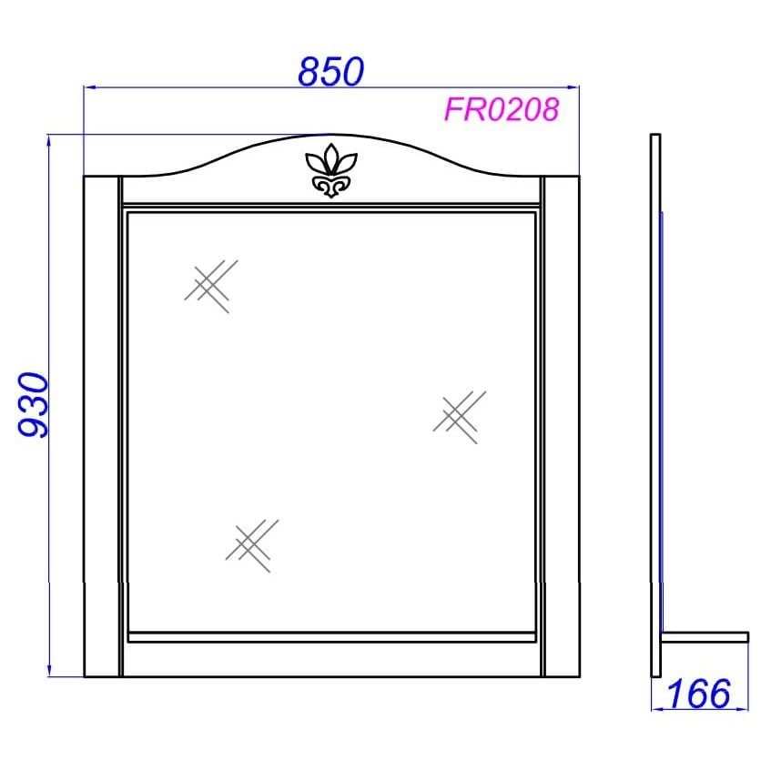 Навесной шкаф-зеркало Aqwella Франческа 85х93 схема 2