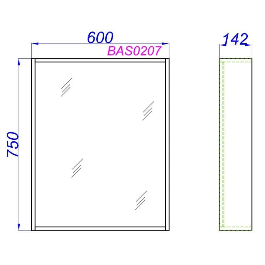 Зеркало в деревянной раме Aqwella Basic с полкой схема 2