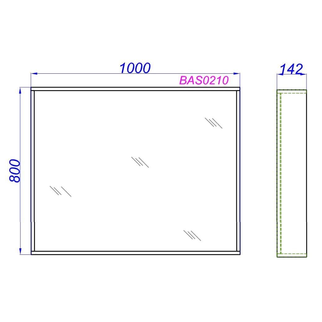 Зеркало в деревянной раме Aqwella Basic с полкой схема 4