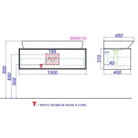 Подвесная тумба Aqwella Genesis с накладной раковиной 100х42 схема 2