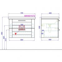 Тумба с раковиной Aqwella Manchester подвесная 71х54 схема 2