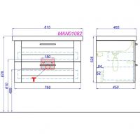 Тумба подвесная с раковиной Aqwella Manchester 81х54 схема 2