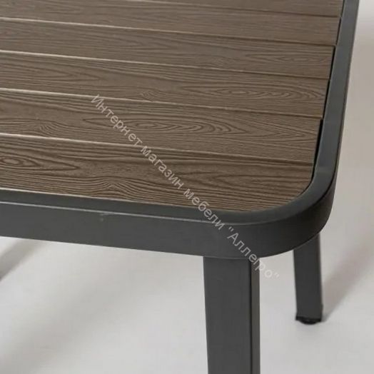 Стол PT 846-1 (800х800) Темно-коричневый со стеклом, рolywood