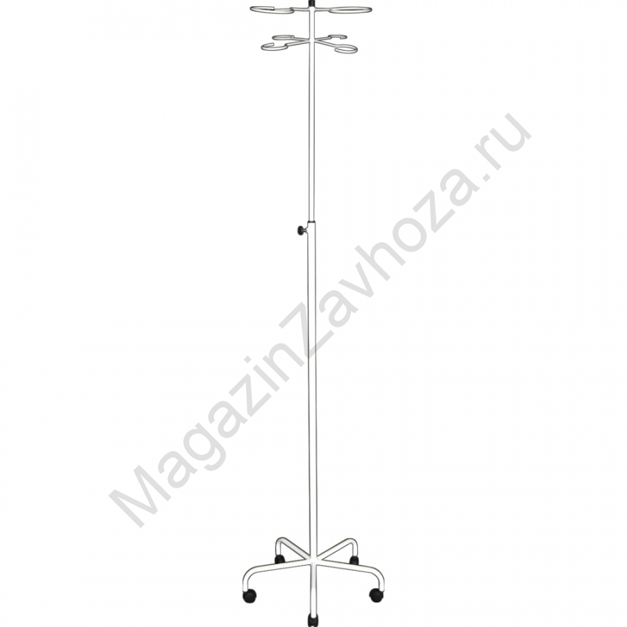 Стойка для капельницы М192-05к на четыре держателя, на 5-лучевой опоре с роликами