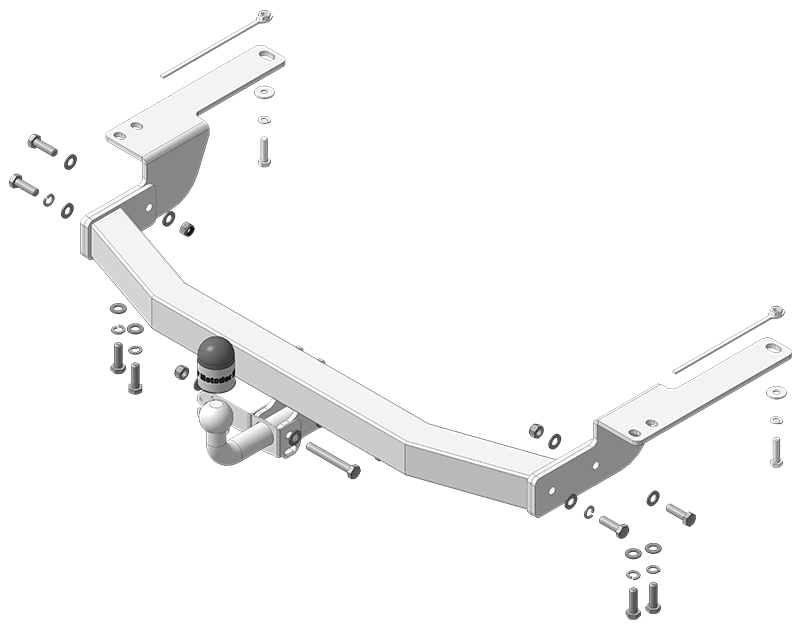 Полностью оцинкованный фаркоп на Toyota Land Cruiser Prado 150 2009-, Lexus GX460 2009- без выреза в бампере. Тип шара: A. Нагрузки: 1500/75 кг