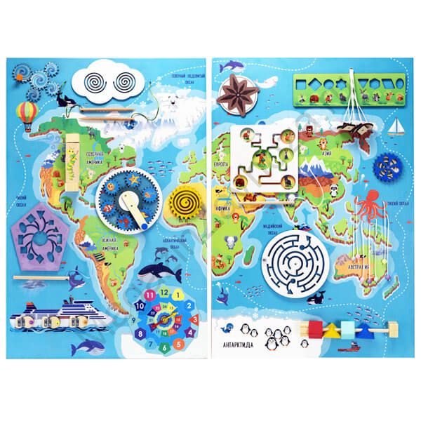 Бизиборд (дидактическая панель) МАТЕРИКИ И ОКЕАНЫ