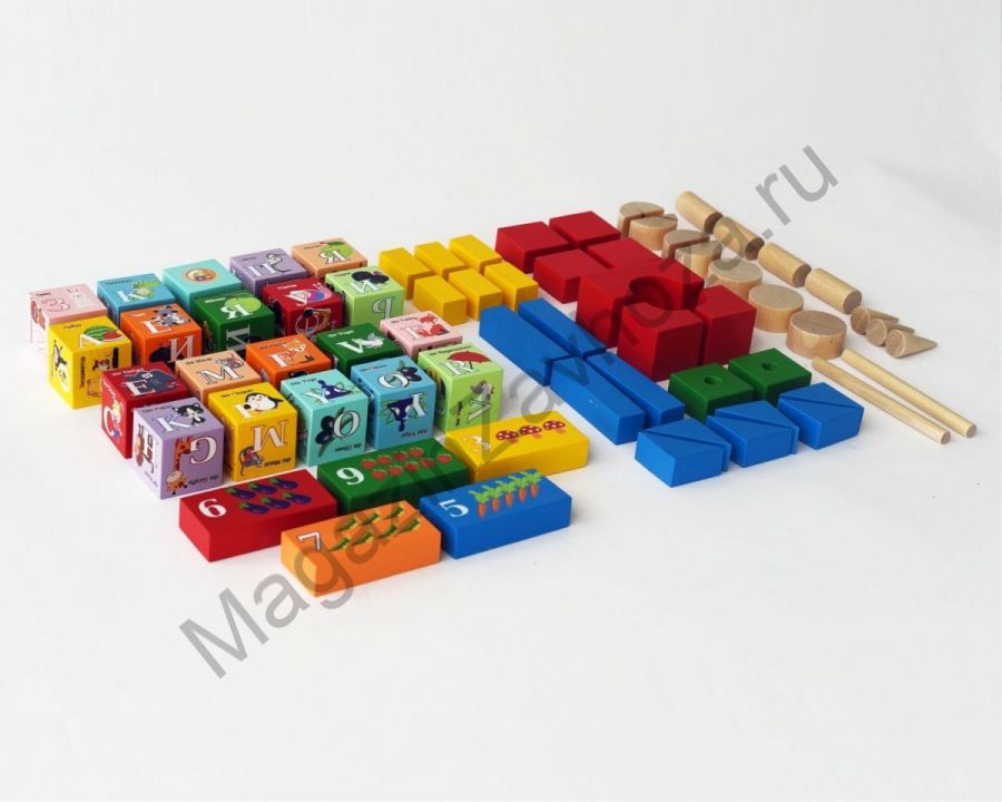 Конструктор деревянный СТРОИМ. ЧИТАЕМ. СЧИТАЕМ. Русско-немецкий