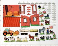 Игровой набор деревянный УСПЕШНАЯ ФЕРМА 45 фигурок на подставках + сборный сарай + мультфильмы