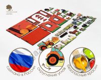 Игровой набор деревянный УСПЕШНАЯ ФЕРМА 45 фигурок на подставках + сборный сарай + мультфильмы