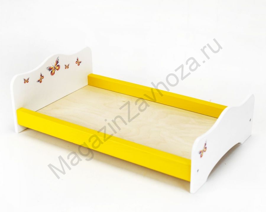 Кроватка для кукол деревянная БАБОЧКИ