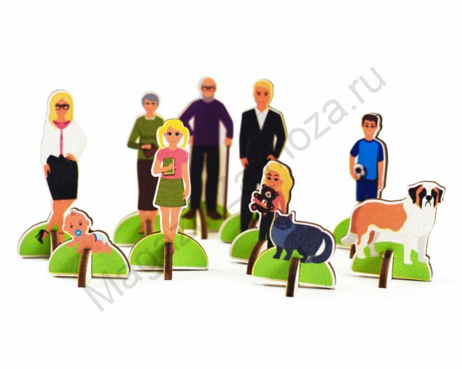 Набор плоскостных фигурок на подставках СЕМЬЯ 5-7 СМ ХДФ