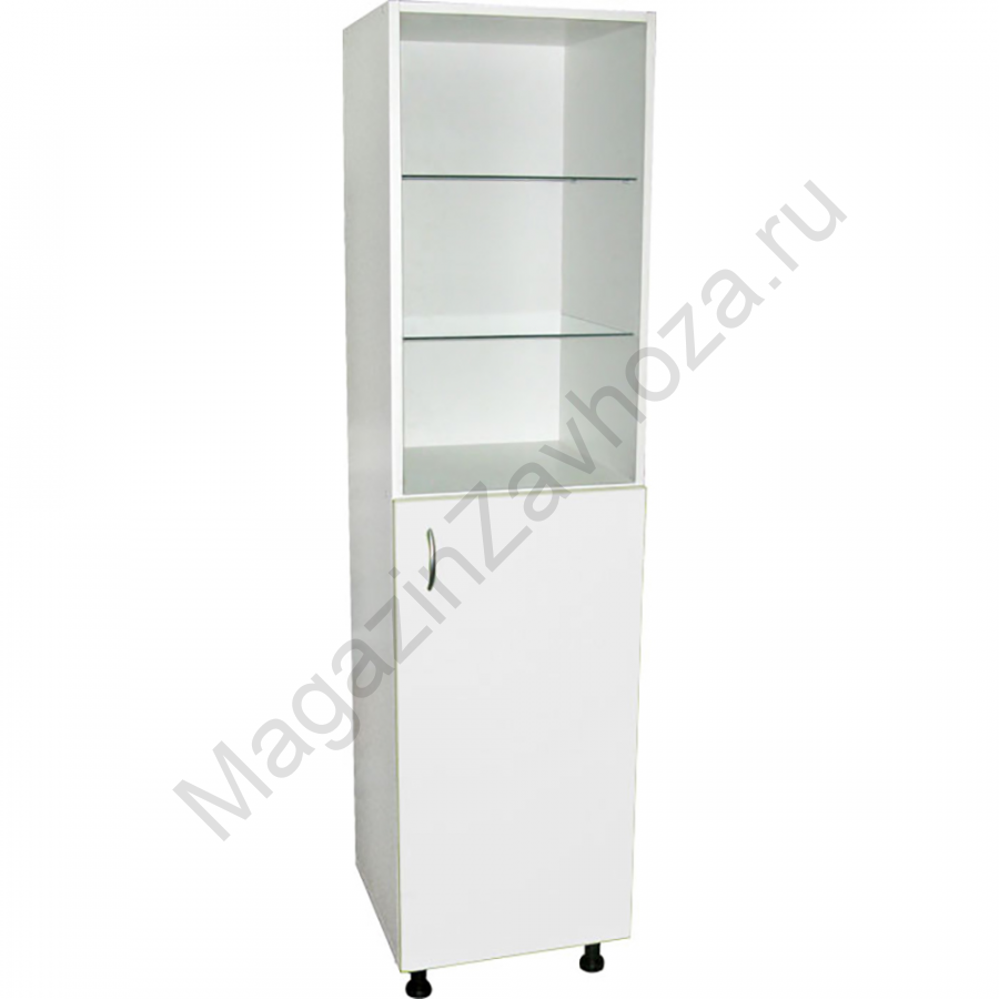 Медицинский шкаф одностворчатый 2 открытые полки стекло