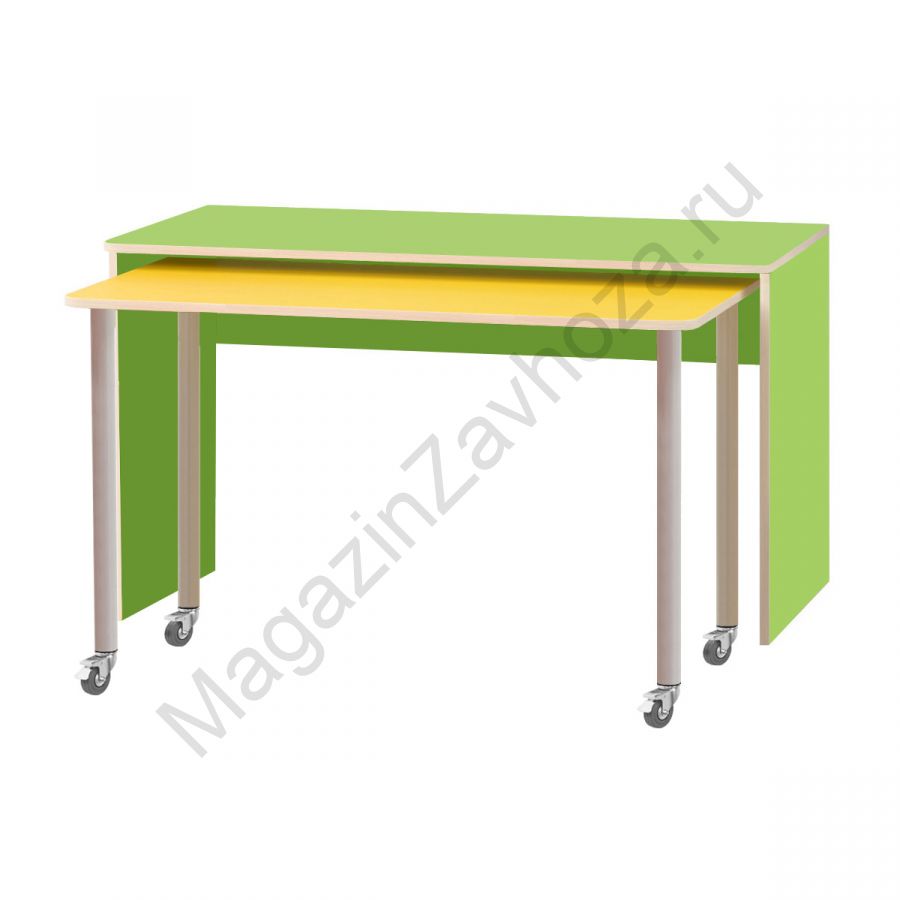 КОМПЛЕКТ.СТОЛЫ ДЕТСКИЕ НА ПОВОРОТНЫХ КОЛЁСНЫХ ОПОРАХ