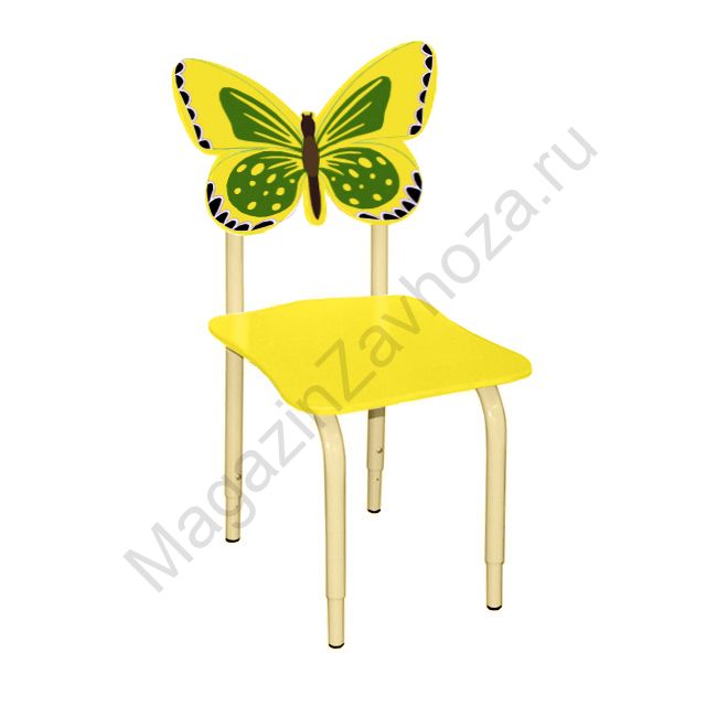 СТУЛ ДЕТСКИЙ НА МЕТАЛЛОКАРКАСЕ РЕГУЛИРУЕМЫЙ БАБОЧКИ 122 ЖЕЛТЫЙ-ЗЕЛЕНЫЙ