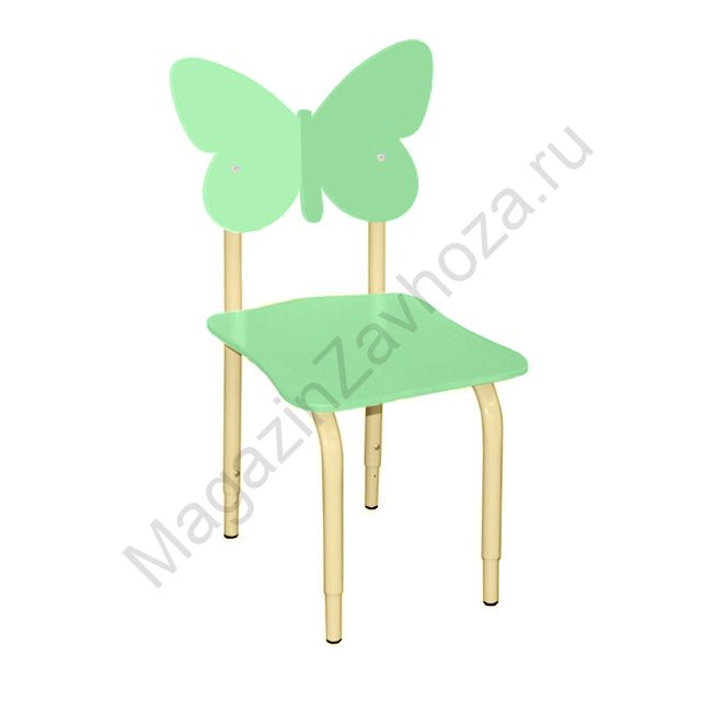 СТУЛ ДЕТСКИЙ НА МЕТАЛЛОКАРКАСЕ РЕГУЛИРУЕМЫЙ БАБОЧКИ 115 САЛАТОВЫЙ