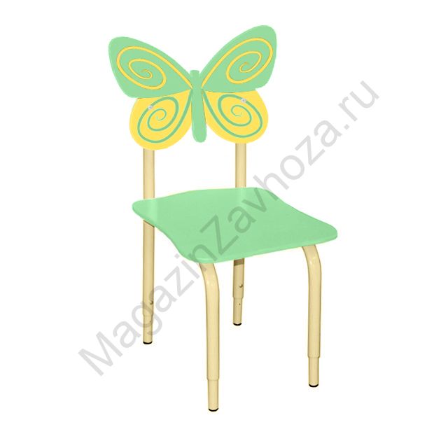 СТУЛ ДЕТСКИЙ НА МЕТАЛЛОКАРКАСЕ РЕГУЛИРУЕМЫЙ БАБОЧКИ 119 САЛАТОВЫЙ