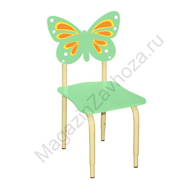 СТУЛ ДЕТСКИЙ НА МЕТАЛЛОКАРКАСЕ РЕГУЛИРУЕМЫЙ БАБОЧКИ 120 САЛАТОВЫЙ