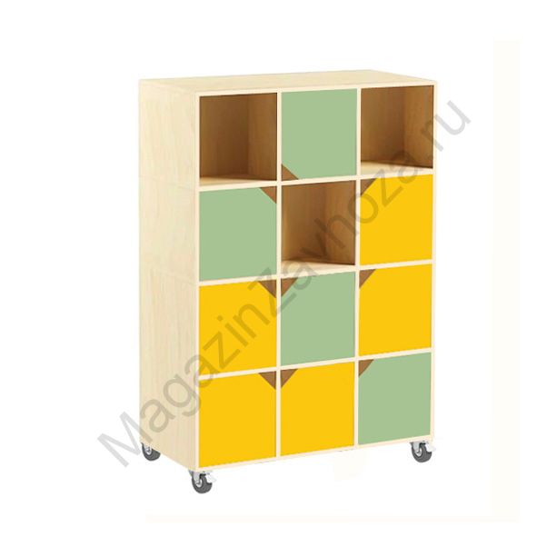 СТЕЛЛАЖ 7 ТРЁХСЕКЦИОННЫЙ МОБИЛЬНЫЙ 12 ЯЧЕЕК