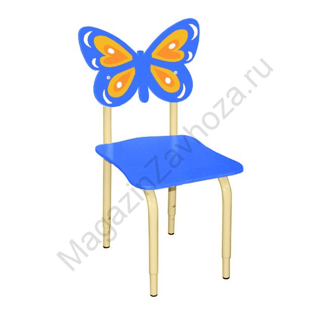 СТУЛ ДЕТСКИЙ НА МЕТАЛЛОКАРКАСЕ РЕГУЛИРУЕМЫЙ БАБОЧКИ 121 СИНИЙ