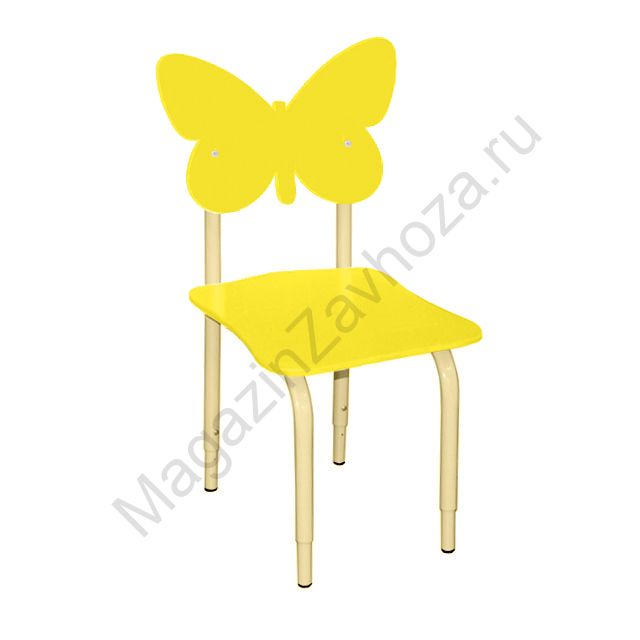 СТУЛ ДЕТСКИЙ НА МЕТАЛЛОКАРКАСЕ РЕГУЛИРУЕМЫЙ БАБОЧКИ 114 ЖЁЛТЫЙ
