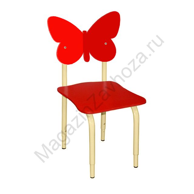 СТУЛ ДЕТСКИЙ НА МЕТАЛЛОКАРКАСЕ РЕГУЛИРУЕМЫЙ БАБОЧКИ 115 КРАСНЫЙ