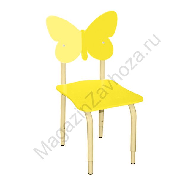 СТУЛ ДЕТСКИЙ НА МЕТАЛЛОКАРКАСЕ РЕГУЛИРУЕМЫЙ БАБОЧКИ 115 ЖЁЛТЫЙ