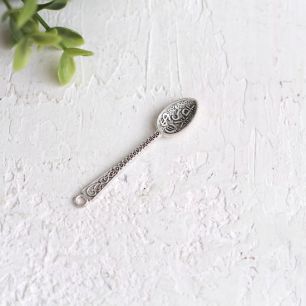 Подвеска металлическая - Ложка (ц. серебро), 5,3 см.