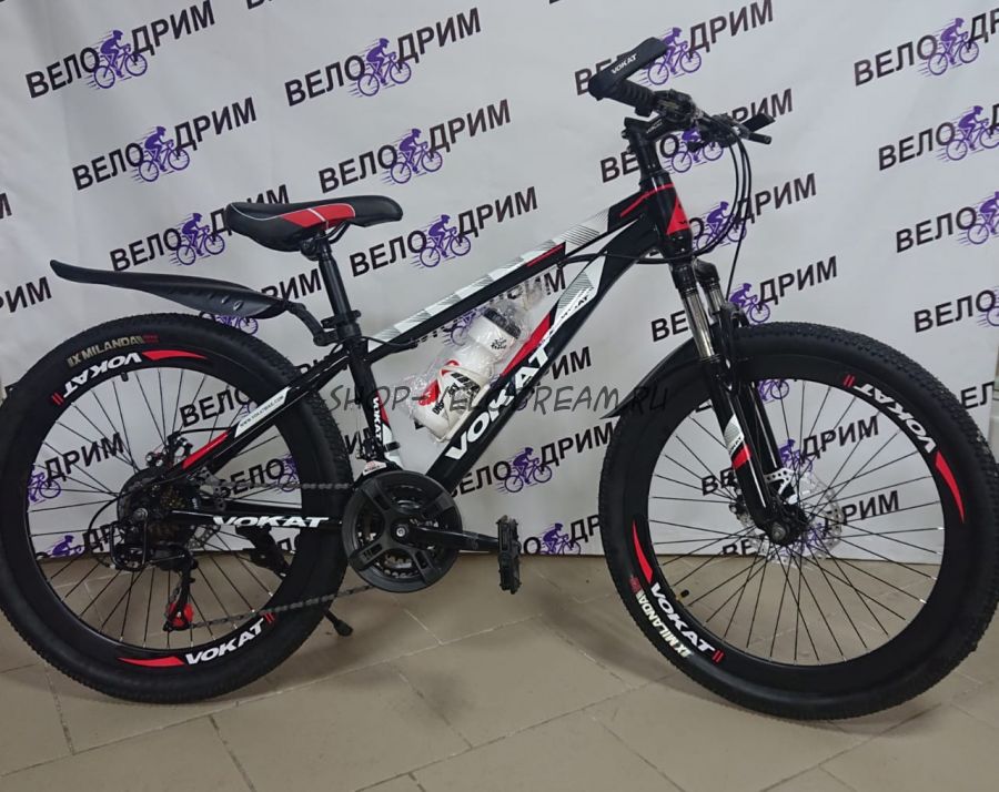 Велосипед 24" VOKAT New тройной  усиленный обод черно красный