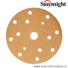 Шлифовальные круги комплект 100 шт GOLD B312T 150 мм на липучке 15 отверстий золотистый P 360 SUNMIGHT 44315-100