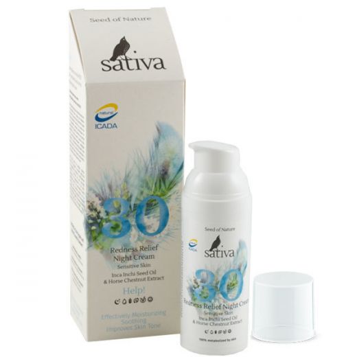 Sativa №30 Крем-флюид ночной для чувствительной  легко краснеющей кожи 50мл