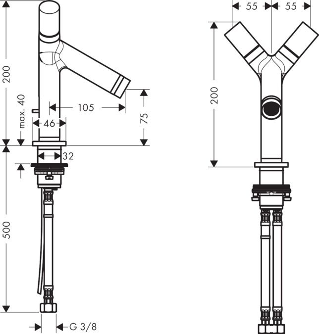 Смеситель Hansgrohe AXOR Starck для раковины 10030000 схема 1