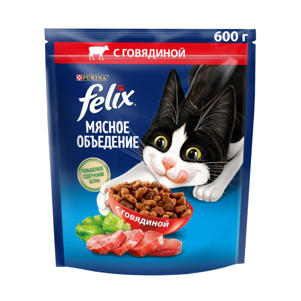 Сухой корм для кошек Felix Мясное Объедение с говядиной