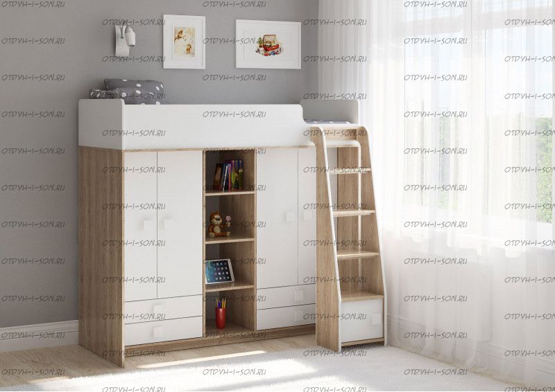 Кровать-чердак Легенда E603.1, два варианта цвета