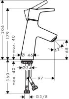 Смеситель Hansgrohe Talis S для раковины 72012000 схема 1