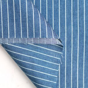 Хлопок джинс - джинсовый в полоску 50х35