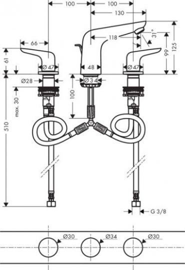 Смеситель Hansgrohe Novus для раковины 71140000 схема 1