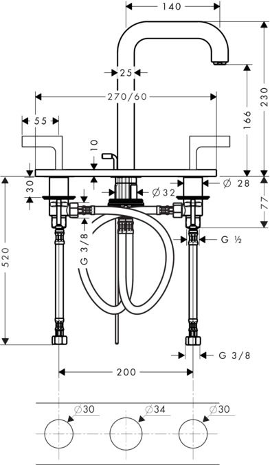 Смеситель Hansgrohe AXOR Citterio для раковины 39136000 ФОТО