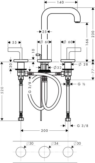 Смеситель Hansgrohe AXOR Citterio для раковины 39135000 ФОТО