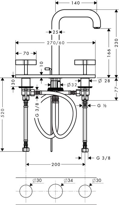 Смеситель Hansgrohe AXOR Citterio для раковины 39134000 ФОТО