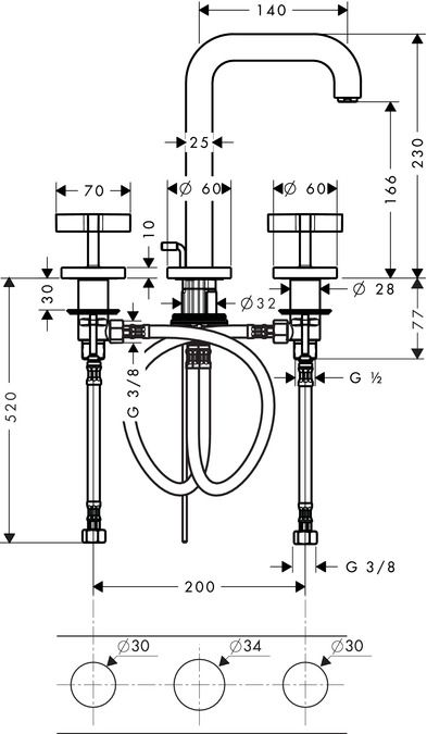 Смеситель Hansgrohe AXOR Citterio для раковины 39133000 ФОТО