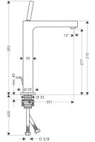 Смеситель Hansgrohe AXOR Citterio для раковины 39020000 схема 1