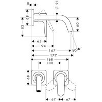 Смеситель Hansgrohe AXOR Citterio M для раковины 34112000 схема 1