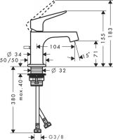 Смеситель Hansgrohe AXOR Citterio M для раковины 34016000 схема 1