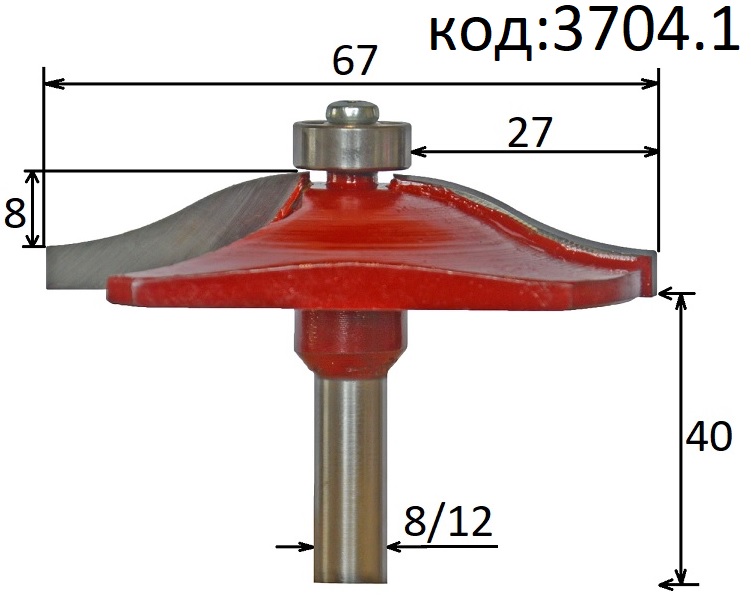 Фреза для изготовления филёнки, мебельных фасадов, мебельных дверей D67. Код: 3704.1