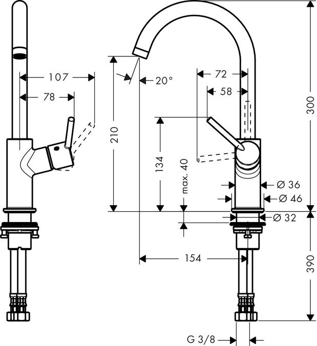 Смеситель Hansgrohe Talis для раковины 32080000 ФОТО