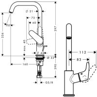 Смеситель Hansgrohe Focus для раковины 31609000 схема 1