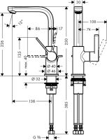 Смеситель Hansgrohe Metris S для раковины 31159000 схема 1