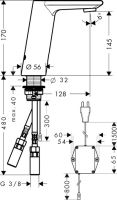 Смеситель Hansgrohe Metris S сенсорный для раковины 31102000 схема 1