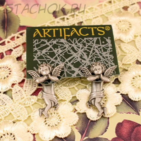 Серьги-половинки "Ангелочки" цвет олова (JJ США)