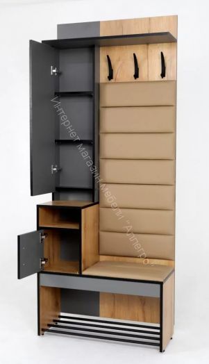 Прихожая Ольга-Лофт 1 (Дуб Крафт Золотой/Темно-Серый)